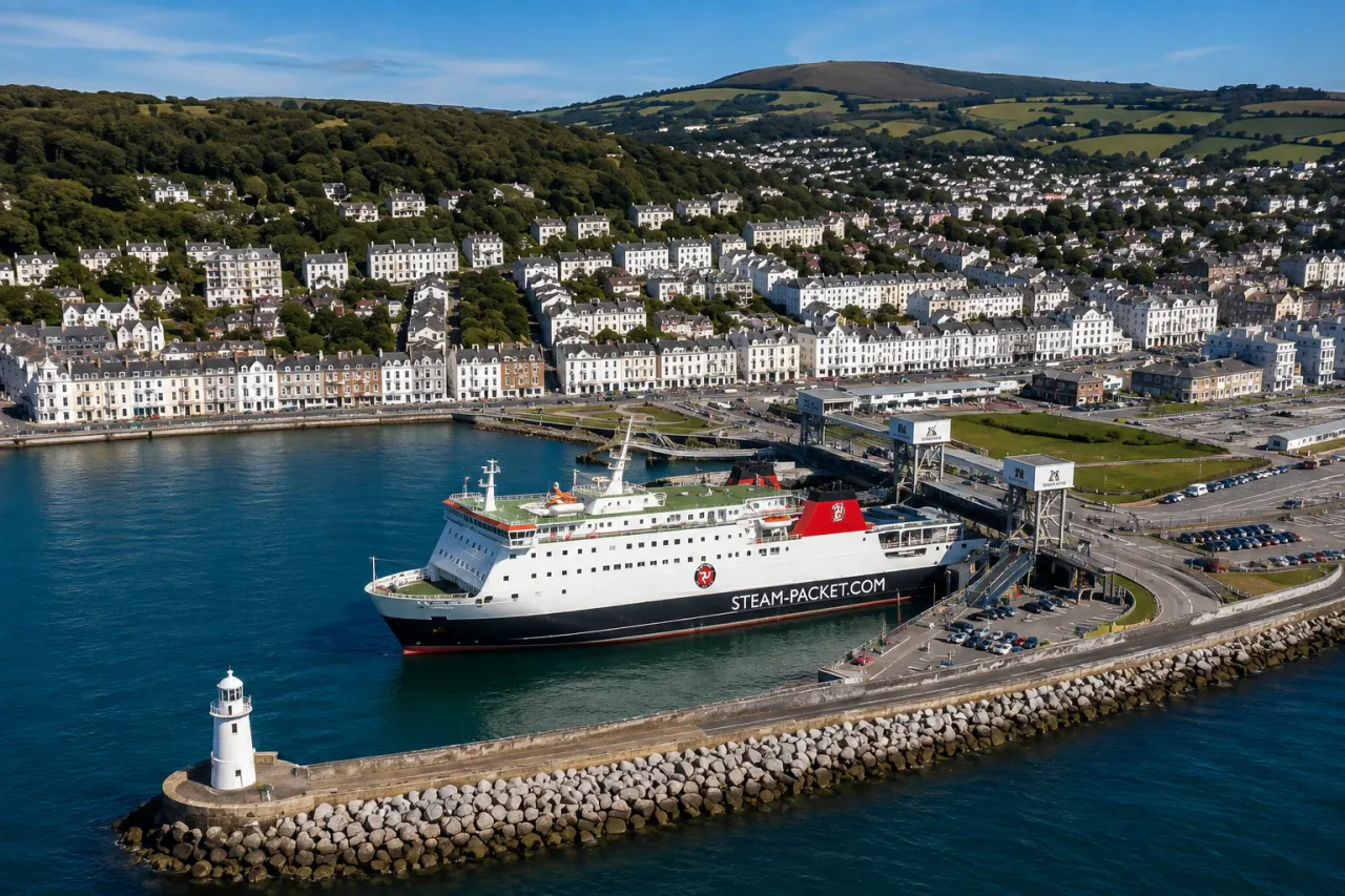 Douglas Sea Terminal en de haven op het eiland Man