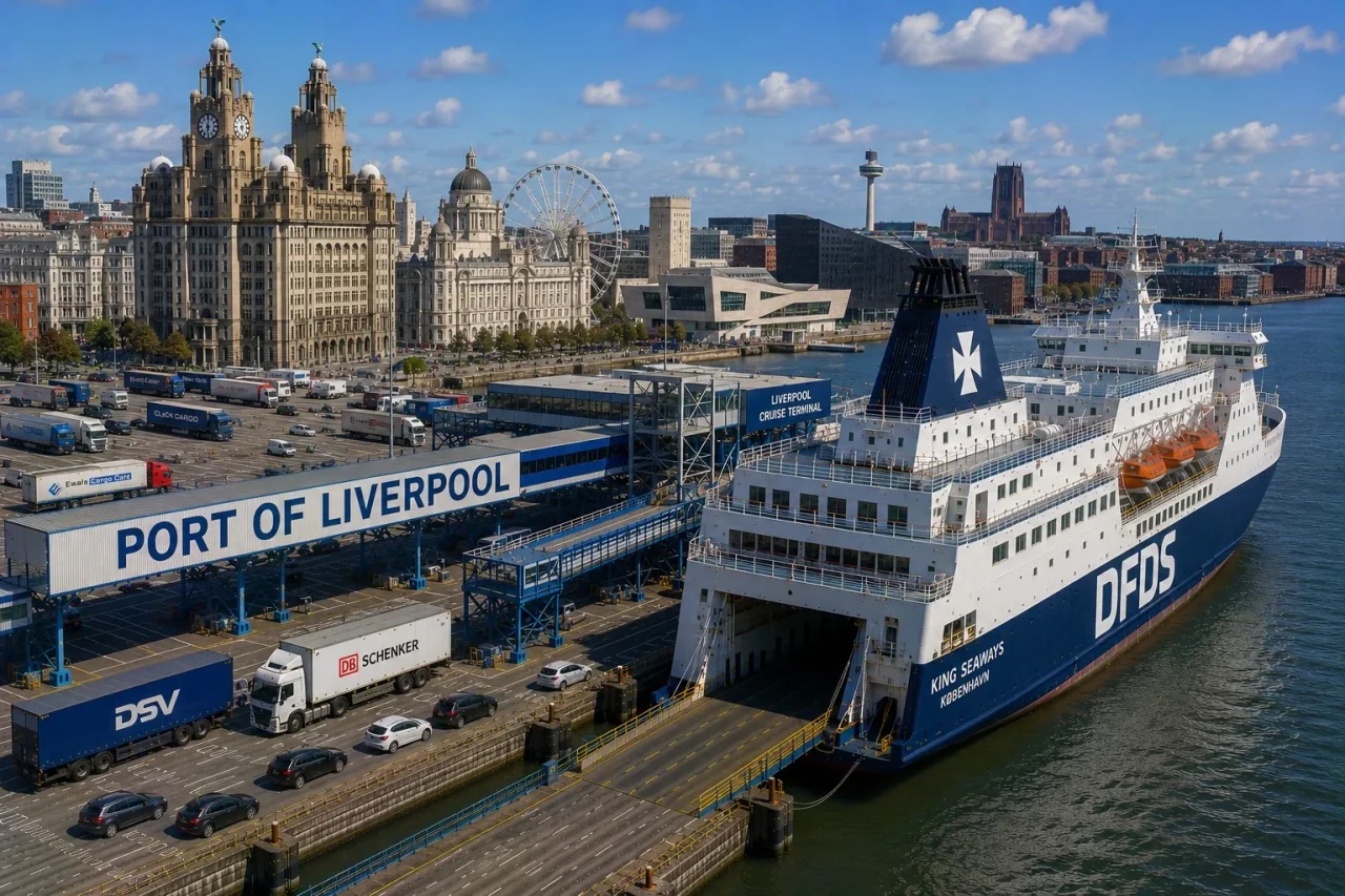 Passagiersveerbootterminal op de Rivier Mersey in Liverpool, Engeland